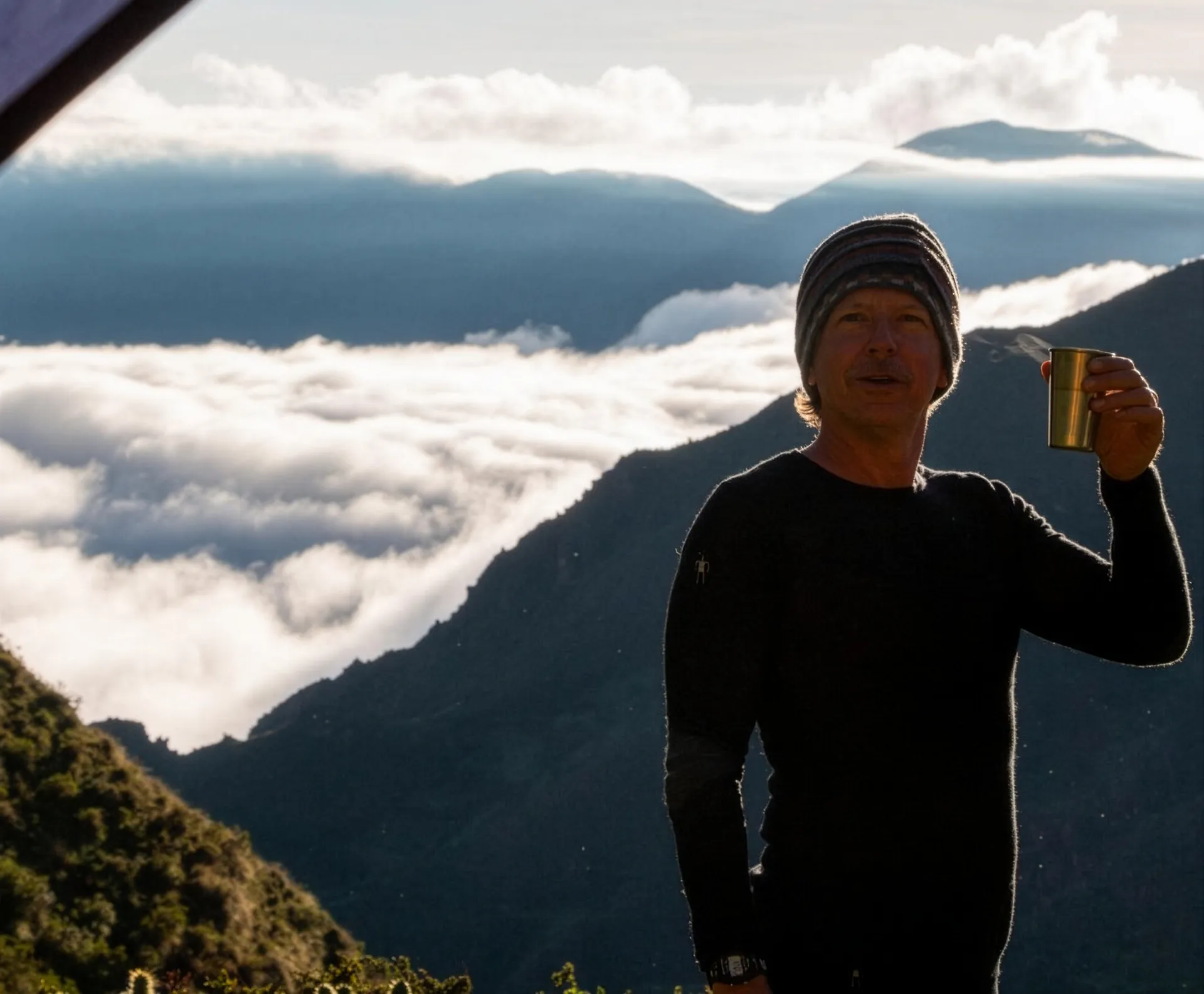 Keith Kemp above the cloud line at dawn